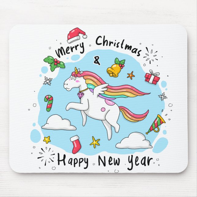 Unicorn Christmas Mouse Mat (Front)