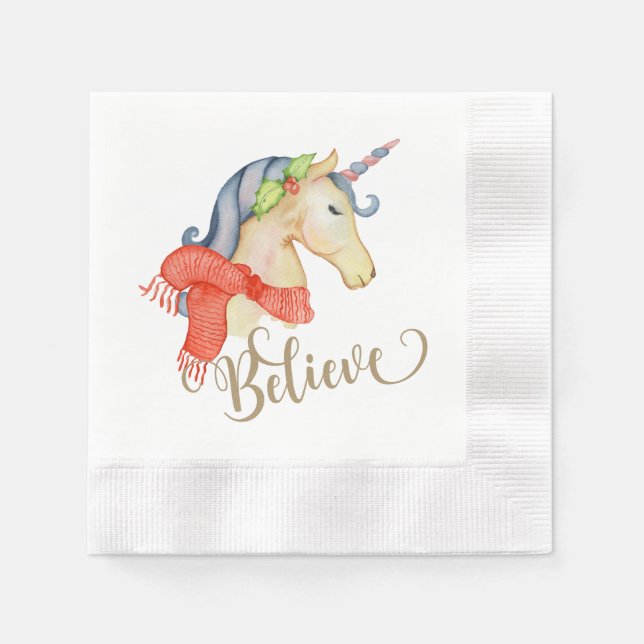 Unicorn Christmas Napkin (Front)