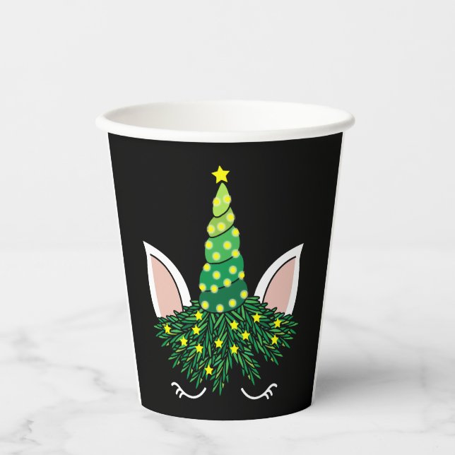 unicorn christmas paper cups (Front)