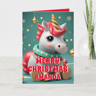 Unicorn Christmas Personalised Kids Photo Holiday Card