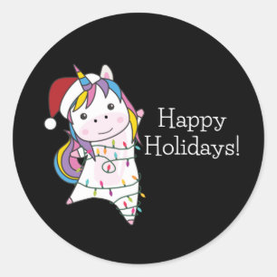 Unicorn Christmas Snow Winter Animals Unicorns Classic Round Sticker