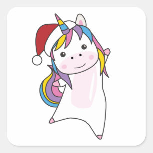 Unicorn Christmas Snow Winter Animals Unicorns Square Sticker