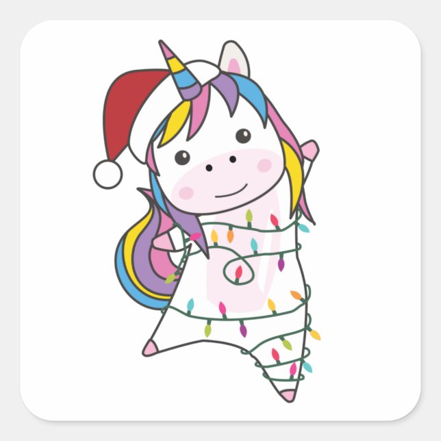 Unicorn Christmas Snow Winter Animals Unicorns Square Sticker (Front)