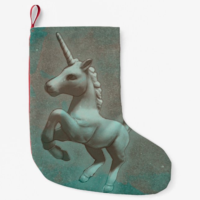 Unicorn Christmas Stocking (Teal Steel) (Front)