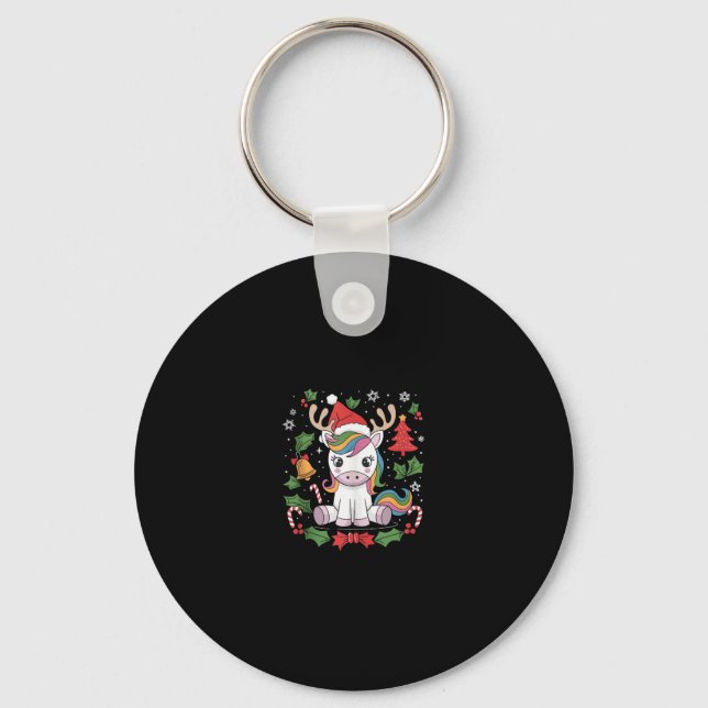 Unicorn Christmas Tank Top_1 Key Ring (Front)