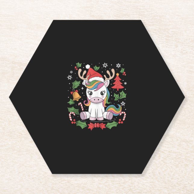 Unicorn Christmas Tank Top_1 Paper Coaster (Front)