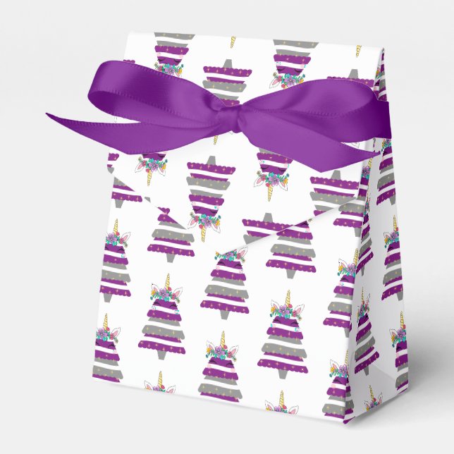 Unicorn Christmas Tree Favour Box (Front Side)