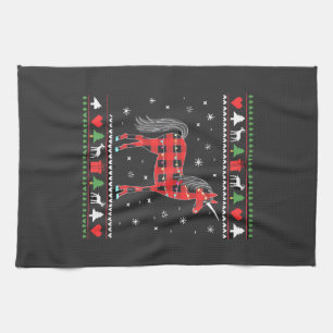 Unicorn Christmas Tree Lights Decoration Xmas Swea Tea Towel