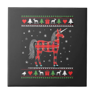 Unicorn Christmas Tree Lights Decoration Xmas Swea Tile