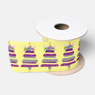 Unicorn Christmas Tree Ribbon Satin Ribbon