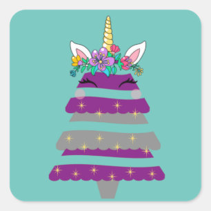 Unicorn Christmas Tree Sticker