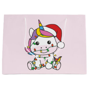 Unicorn Christmas Winter Animals Holiday Unicorns Large Gift Bag