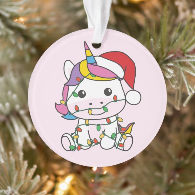 Unicorn Christmas Winter Animals Holiday Unicorns Ornament (Tree)