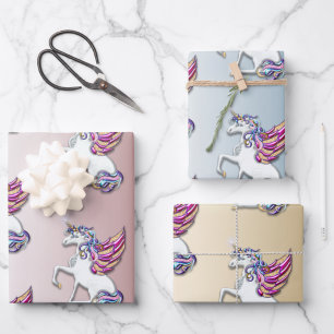 Unicorn Christmas Wrapping Paper Sheet