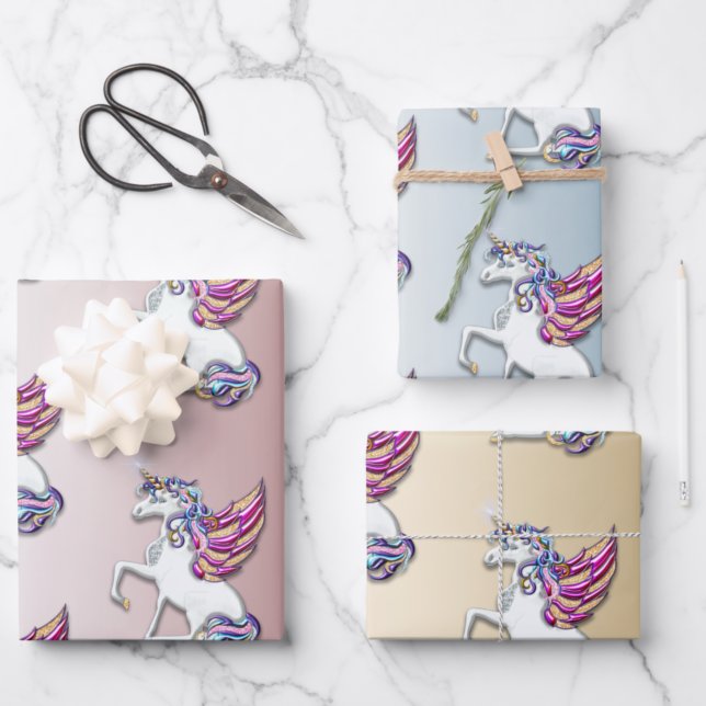 Unicorn Christmas Wrapping Paper Sheet (Creator Uploaded)