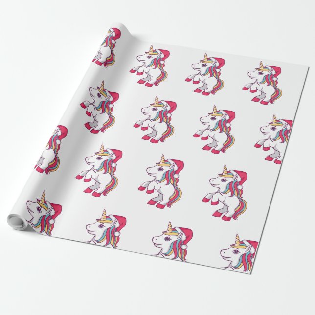 Unicorn Christmas Wrapping Paper, Unicorn Paper (Unrolled)