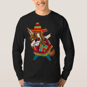 Unicorn Cinco De Mayo Dabbing Unicorn Poncho Mexic T-Shirt