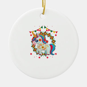 Unicorn Cinco De Mayo Party Cute Mexican Fiesta T- Ceramic Tree Decoration