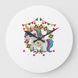 Unicorn Cinco De Mayo Party Cute Mexican Fiesta T- Large Clock