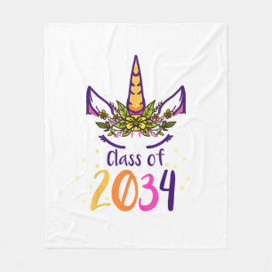 Unicorn Class Of 2034 Grow With Me Kindergarten Gi Fleece Blanket