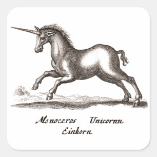 Unicorn Classic Running Magic Woodland Creature Square Sticker