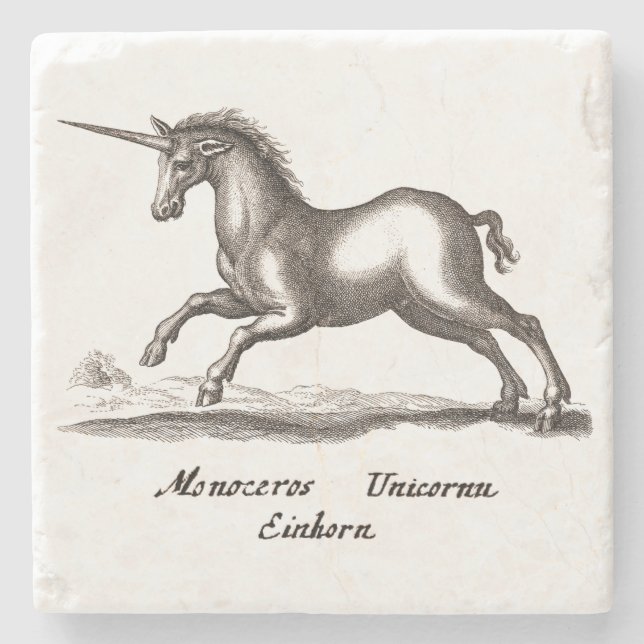 Unicorn Classic Running Magic Woodland Creature Stone Coaster (Front)