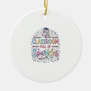 Unicorn Classroom Full of Sparkles Original Merch Ceramic Tree Decoration