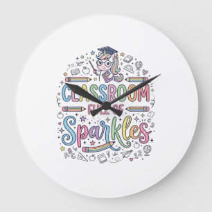 Unicorn Classroom Full of Sparkles Original Merch  Large Clock