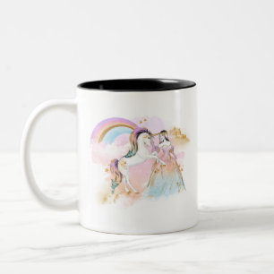 Unicorn Clipart Rainbow Fairytale Two-Tone Coffee Mug