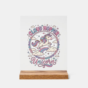 Unicorn Cloud Hopper Unicorn Playful Cute Gift Des Acrylic Sign