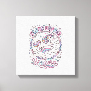Unicorn Cloud Hopper Unicorn Playful Cute Gift Des Canvas Print