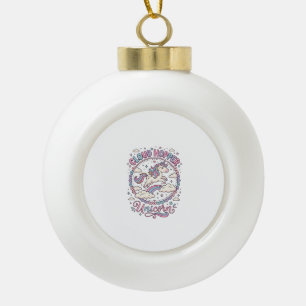 Unicorn Cloud Hopper Unicorn Playful Cute Gift Des Ceramic Ball Christmas Ornament