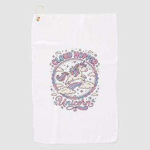 Unicorn Cloud Hopper Unicorn Playful Cute Gift Des Golf Towel