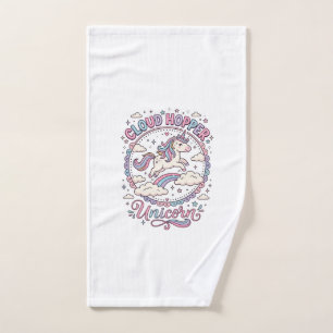 Unicorn Cloud Hopper Unicorn Playful Cute Gift Des Hand Towel
