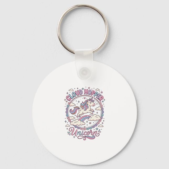 Unicorn Cloud Hopper Unicorn Playful Cute Gift Des Key Ring (Front)