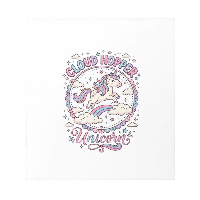 Unicorn Cloud Hopper Unicorn Playful Cute Gift Des Notepad (Front)