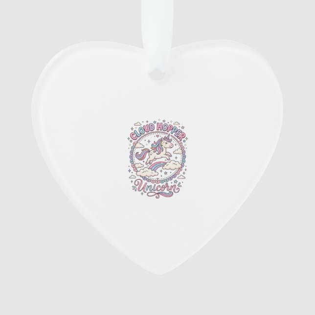 Unicorn Cloud Hopper Unicorn Playful Cute Gift Des Ornament (Front)