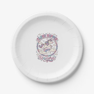 Unicorn Cloud Hopper Unicorn Playful Cute Gift Des Paper Plate