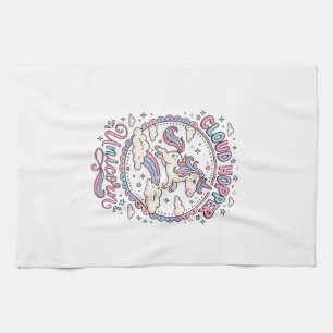 Unicorn Cloud Hopper Unicorn Playful Cute Gift Des Tea Towel