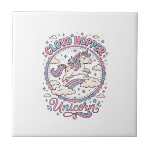 Unicorn Cloud Hopper Unicorn Playful Cute Gift Des Tile