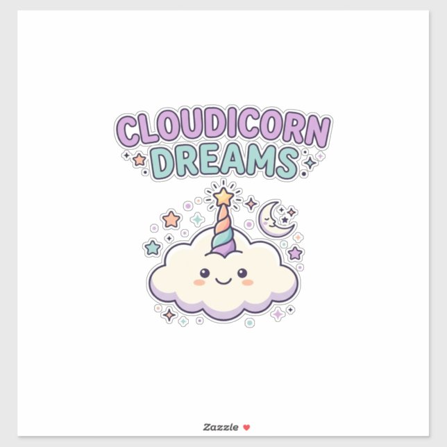 Unicorn Cloudicorn Dreams Trendy Graphic Tee Desig (Sheet)