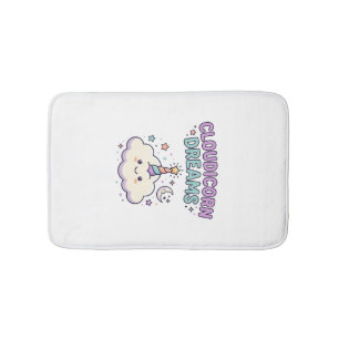Unicorn Cloudicorn Dreams Trendy Graphic Tee Desig Bath Mat