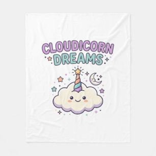 Unicorn Cloudicorn Dreams Trendy Graphic Tee Desig Fleece Blanket