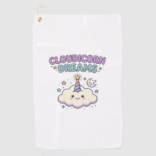 Unicorn Cloudicorn Dreams Trendy Graphic Tee Desig Golf Towel
