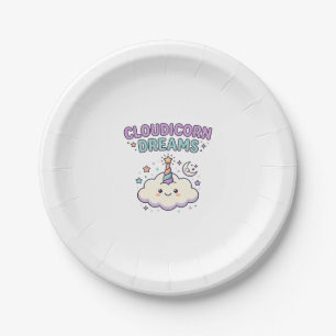 Unicorn Cloudicorn Dreams Trendy Graphic Tee Desig Paper Plate