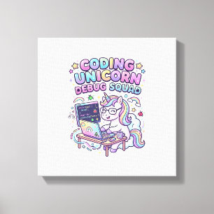 Unicorn Coding Unicorn Debug Squad Charming Market Canvas Print