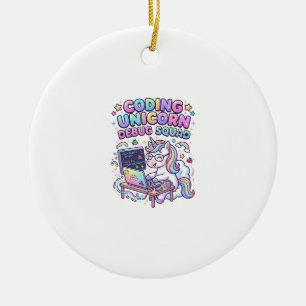 Unicorn Coding Unicorn Debug Squad Charming Market Ceramic Tree Decoration