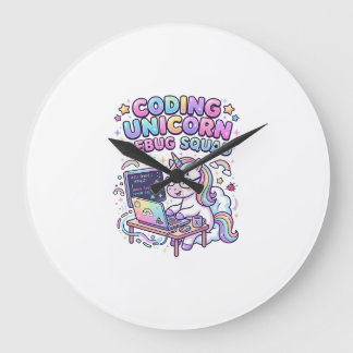 Unicorn Coding Unicorn Debug Squad Charming Market Large Clock