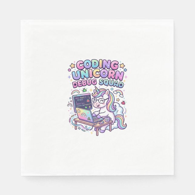 Unicorn Coding Unicorn Debug Squad Charming Market Napkin (Front)