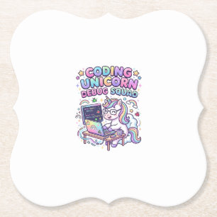 Unicorn Coding Unicorn Debug Squad Charming Market Paper Coaster